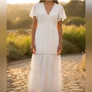 Knox Rose White Maxi Dress with Flutter Sleeves